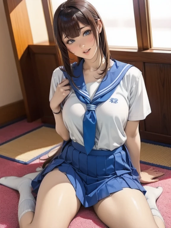 (((Micro bikini that accentuates sexy breasts:1.75)))、(((Sexy knee-highs:1.35)))、((((Emphasizes the sexy crotch:1.35)))、((((Spread your legs wide、Touching the thigh、Showing off your crotch、Thin pubic hair sticking out、large pointy breasts))))、((Boyfriend and girlfriend having sex in missionary position:1.5))、((Sexual pose:1.5))、((Spread legs POV:1.5))、、Browsing Caution、(Humans are biologically correct、references) 、 lose extra limbsslim limbsextra numbersmutated hands and finger fusionfingersslim bad handslong necklong body anatomybad deformationbad deformation no extra breasts、Not Futanari、Highest quality,masterpiece, High resolution, 8k, Detailed Background、Beautiful teenage girl、(1 female),Cute hairstyle、ponytail、Cute hair color、Perfect body、Huge breasts、White Sailor Suit、Summer clothes、Bright light blue sailor collar、(Bright light blue pleated skirt)、Knee-high socks、Thick thighs、Sitting、sexual expression、Roll up your skirt to show your underwear、Panty shot、Panty shot
