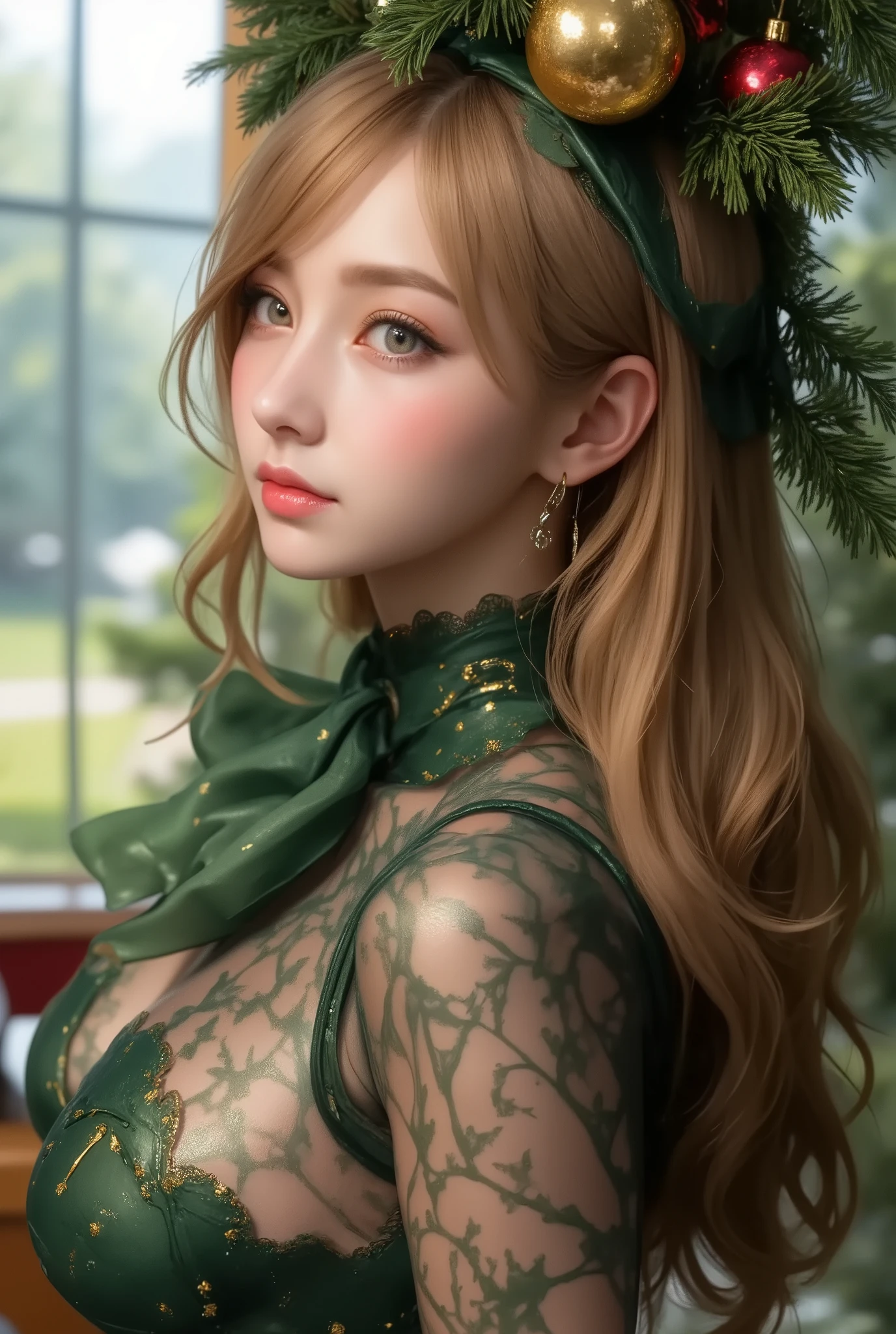  (ultra detailed, absolutely resolution, best quality:1.3), 2.5D, delicate and dynamic, shading effects, hyper realistic, artistic photography,, (full body view:1.7), close up of a long blond haired woman, (christmas tree costume:1.7), Inspired by Magali Villeneuve, fantasy art portrait  , fantasy portrait  art, detailed matte fantasy portrait , Alice x. open, fantasy portrait , epic fantasy art portrait  , beautiful fantasy art portrait  , Magali Villeneuve,  Graphic Artist Magali Villeneuve, Fantasy genre portrait ,  epic fantasy digital art style 