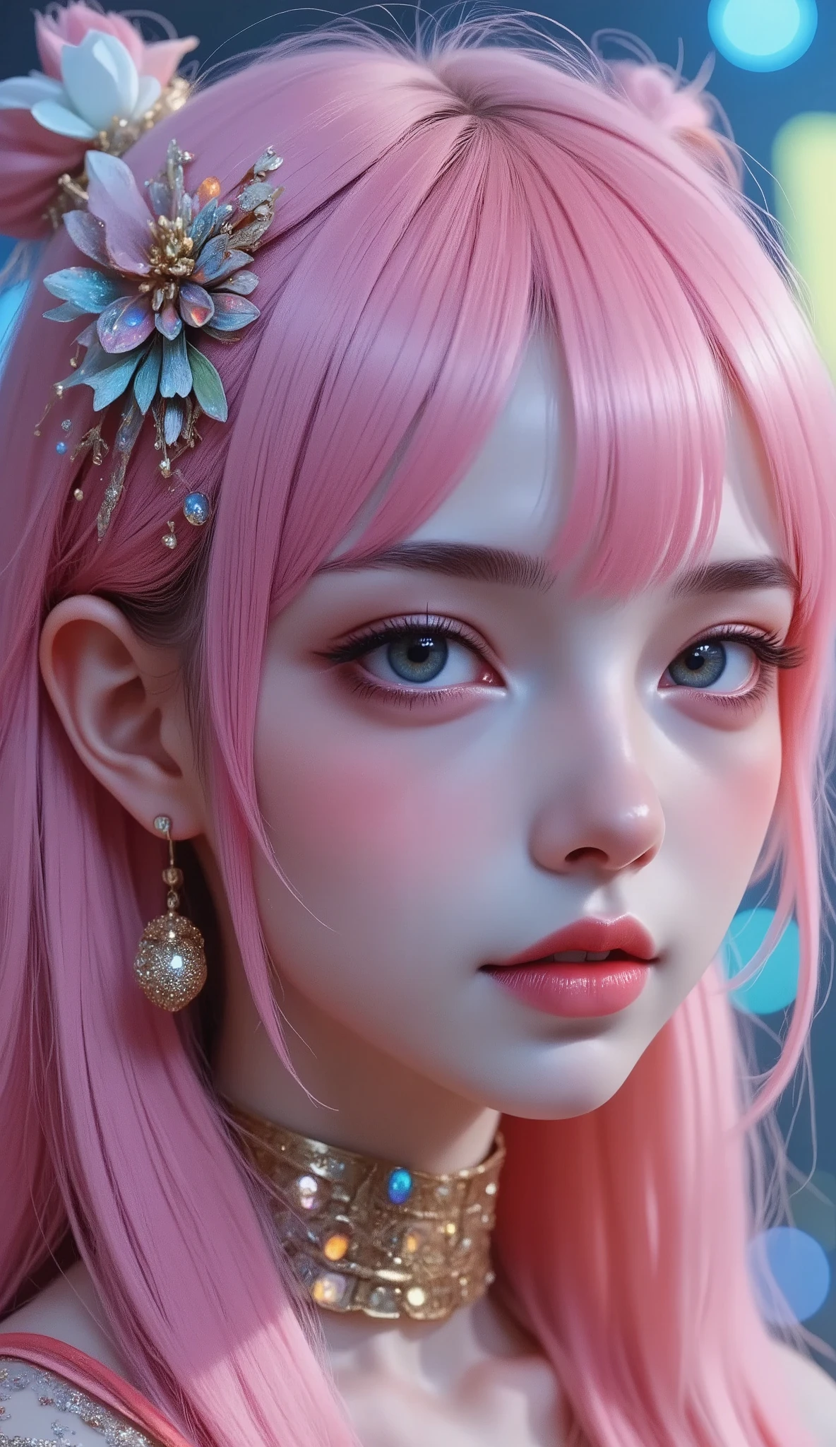 (( masterpiece)). This piece of art is sweet, dreamer, and ethereal , With soft shades of pink watercolor and lots of ornate cotton candy details .. Intimate underwear, Generate a delicate and demure fairy exploring a ( World of gum with a wide variety of pastel shades ).(Floating under), Her sweet face is extremely detailed and realistic with elegant features ., A perfect mouth with puffiness , kissable lips, It seems that ((((un elegant Micarah Tewers)))). Your lips are a uniform shade of pink . Includes mature and impressive features . ., very realistic eyes. Your eyes are important and must be realistic , and beautiful. In high definition and detail , includes many details such as stars , galaxies, burbujas de colores, colorful petals , Dripping bright paint , iridescence , Vivid hyper-realistic textures . Stars and colorful bubble gum are important ! Includes fantasy details.., improved details, iridescence , Viento colorido, chiaroscuro, cinematic lighting, UHD, Retina, masterpiece, Accurate, anatomically correct, textured skin, Super detail, high details, high quality, award winning , best quality, highres, 1080P, HD, 16K