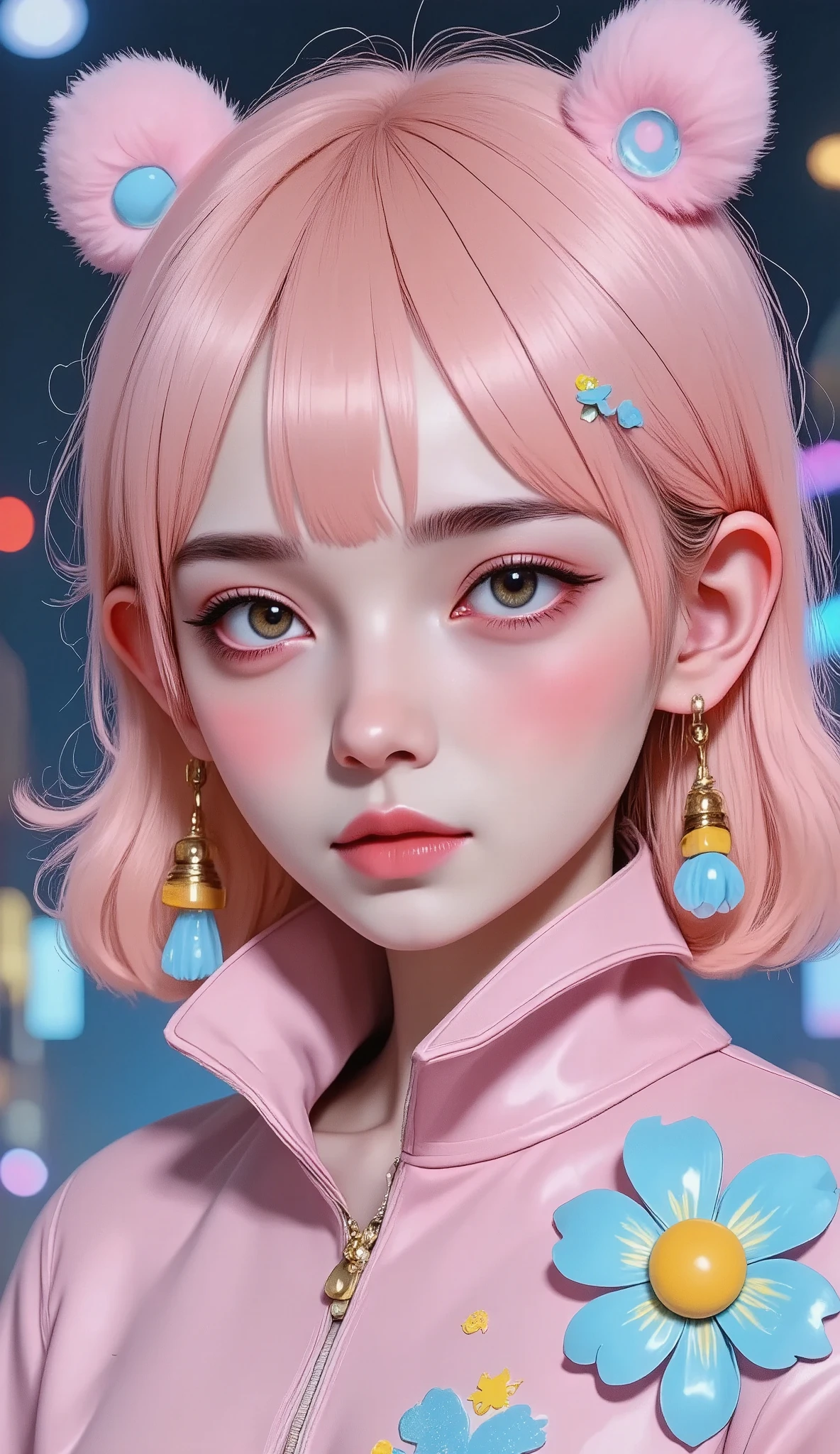 ((  masterpiece)). This piece of art is sweet, dreamer, and ethereal ,  With soft shades of pink watercolor and lots of ornate cotton candy details  .. Intimate underwear,  Generate a delicate and demure fairy exploring a  ( World of gum with a wide variety of pastel shades ).(Floating under),  Her sweet face is extremely detailed and realistic with elegant features .,  A perfect mouth with puffiness , kissable lips, It seems that ((((un elegant Micarah Tewers)))).  Your lips are a uniform shade of pink .  Includes mature and impressive features . ., very realistic eyes.  Your eyes are important and must be realistic , and beautiful.  In high definition and detail ,  includes many details such as stars , galaxies, burbujas de colores, colorful petals , Dripping bright paint , iridescence , Vivid hyper-realistic textures .  Stars and colorful bubble gum are important ! Includes fantasy details.., improved details, iridescence , Viento colorido, chiaroscuro, cinematic lighting, UHD, Retina, masterpiece, Accurate, anatomically correct, textured skin, Super detail, high details, high quality,  award winning , best quality, highres, 1080P, HD, 16K