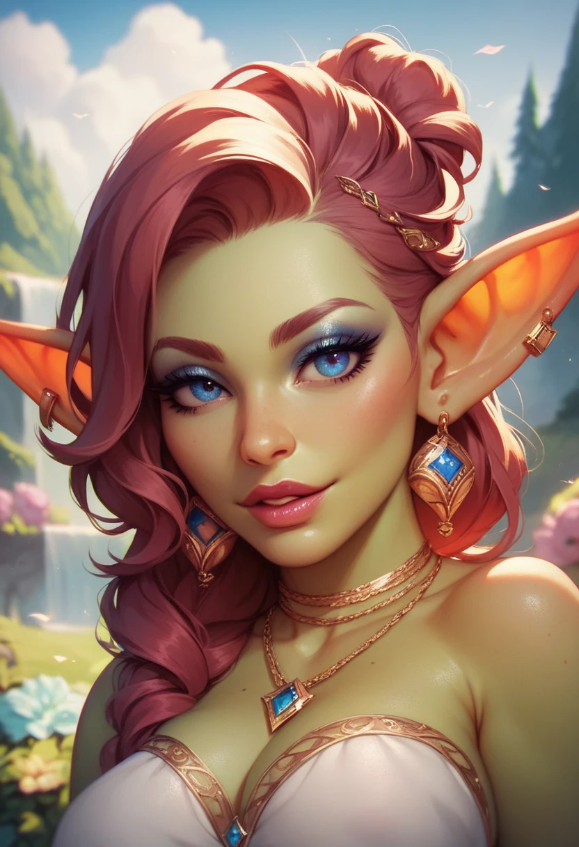 ((masterpiece)), ((best quality)), (detailed), perfect, solo, great fairy, gorgeous woman with large breasts, luscious lips, long hair, huge breast, deep cleavage, huge breasts, sexy, lying down