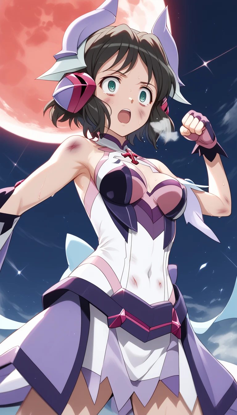 bunny girl  com orelhas de coelho roxo, roxa cabelo comprido, corpo inteiro, dinamico, action, action