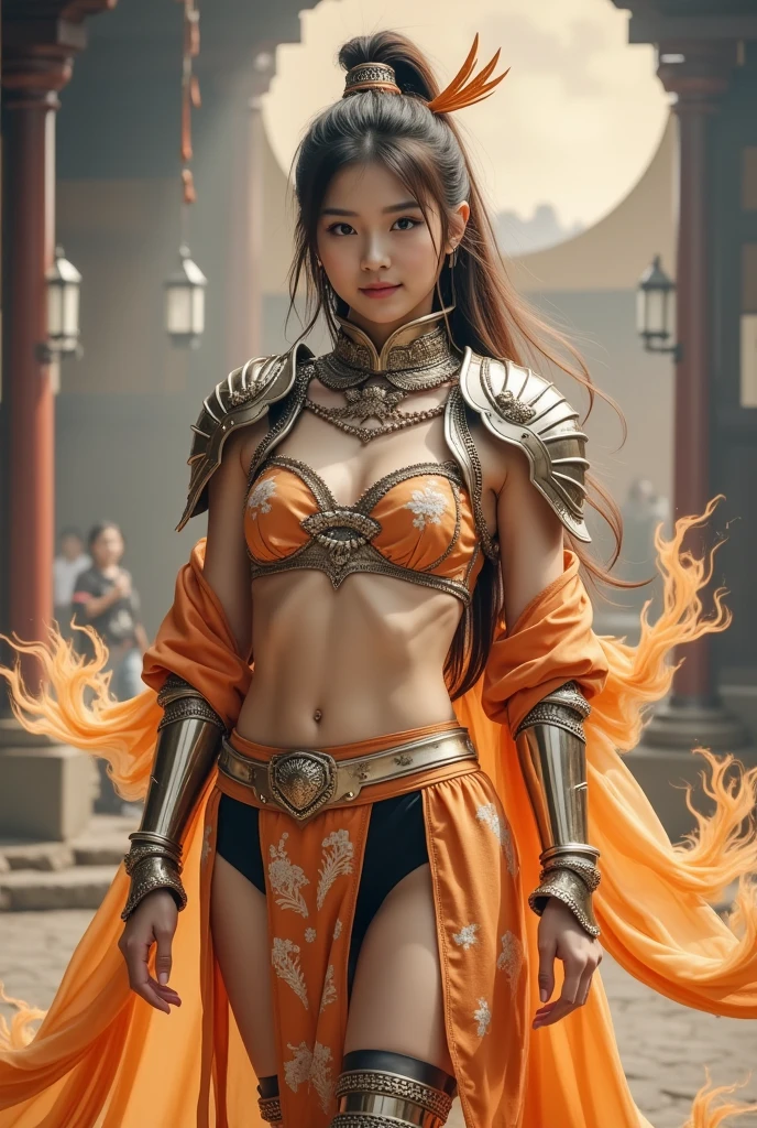 (Best quality, 4k, 8k, highres, masterpiece:1.2), ultra-detailed, ((Bishoujo girl)), ((The Wild and strong cheetah girl)), ((Yellow and super long wavy hair with cheetah ears and cheetah tails)), ((full body)), ((stand pose)), ((((Brown poncho and black sarong with Gold accessories)))), ((Wild sandals)), ((Sporty and curvy body)), (((Fantasy))), ((Sporty and curvy body, thighs))), ((((Holding a dual dagger)))), ((fully detailed)), illustration, (Original Character, Unity 16K Wallpaper, masterpiece, Best Quality, Ultra-detailed, extremely details CG, Caustics, Cinematic lighting, Detailed, Beautiful detailed eyes, Solo, Oily skin), Ultra High Resolution, Fine skin, (Cheetah print hair), (Strong lights), ((Brighten the subject)),
