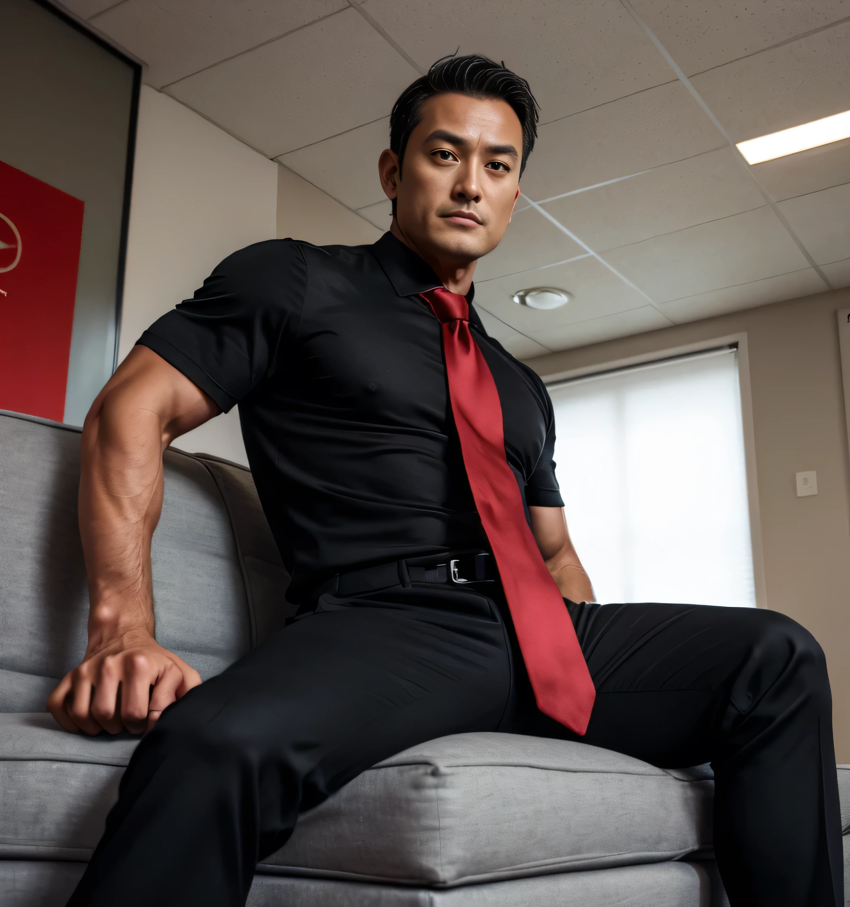 50yearsold,Hidetoshi Nakata,(Juan Sebastián Verón 1.2),Shirtless,Tong,Bulge,office room,black long socks,Thin,musculature,lbeard,fortitude,artwork of a,tmasterpiece,k hd,ssmile,Red panties
