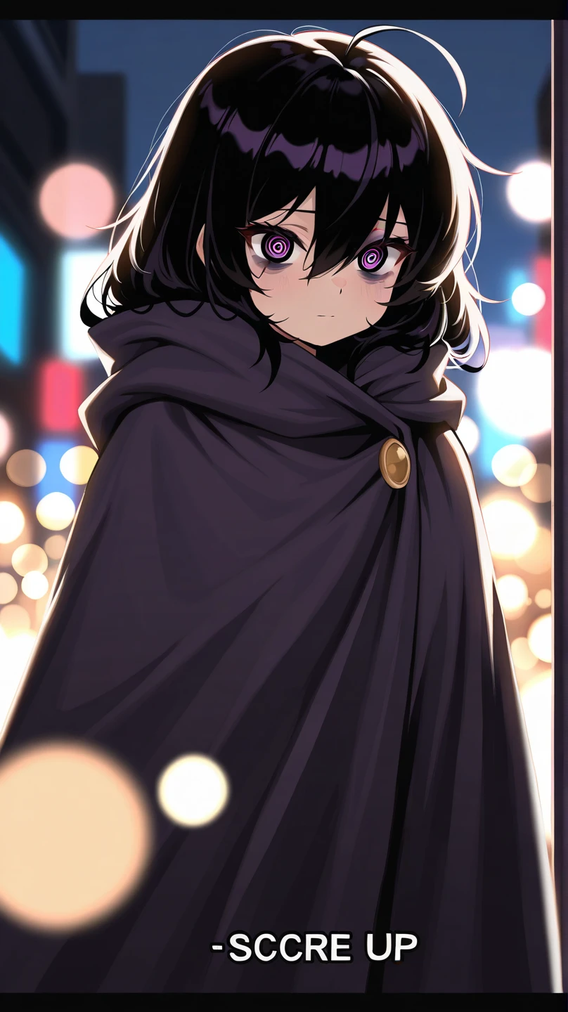  a girl with unkempt hair and dark circles under her eyes, wearing a tattered cloak, "depth field", "bokeh", anime style, atmospheric perspective, ultra high resolution, retina, masterpiece, accurate, anatomically correct, super detailed , high detail, high quality, top quality, high resolution, 1080P, 16k