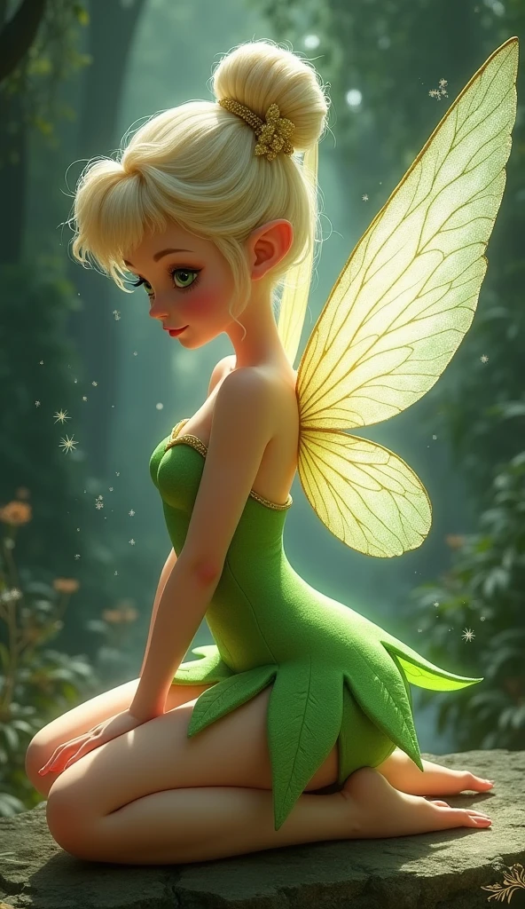 the proportions and detailed textures (in high quality), multicolored brushwork and softened with airbrush, semi-realism ink china illustration featuring of a beauty exotic Tinkerbell Fairy (full body) and shy pose, angelic face, innocent look, thick thighs, wide hips, thin and high waist, flat stomach with a the aura that illuminates her takes the form of fairy wings made of biofluorescent light multicolor focus on detailed design. The character has long, light hair with curls at the ends, light skin with a soft pink tone and highlights, He has gold thread jewelry on his shoulders, thick thighs, single bun and hands with floral animal motifs. She is wearing a miniature strapless tight green dress, huge breasts (No panties) and translucent. The view shows her on her knees with her arms and hands together touching her thighs in a shy pose. highlighting the design of a Miniature tight green strapless dress and translucent. Her clothes with shading and folds give volume and depth to the character. At the bottom it is enclosed in a clear glass jar with the lid on and sealed with a ribbon. very balanced saturation in the color palettes very defined (Color with monochorome intense shaded tones and shine. tone red 25% + yellow 25% + blue 25% + biofluorescent 12.5% transparencias 12.5%. aesthetic fusion by (Fibonacci ratio. female young (tinkerbell of Disney) character type. texture silk and plant leaves (Miniature green strapless dress bodycon-like) style. a poupée réaliste of a young fairy. Haute couture photoshoot (full body fairy pin-up pose). Sharp Highly Detailed Soft Focus, Approaching Perfection, Full HD 8K. High and Low Angles. of Milo Manara, studio ghibli, Coco Chanel, Gianni Versace, H. R. Giger, Greg Rutkowsk art style fusion.


