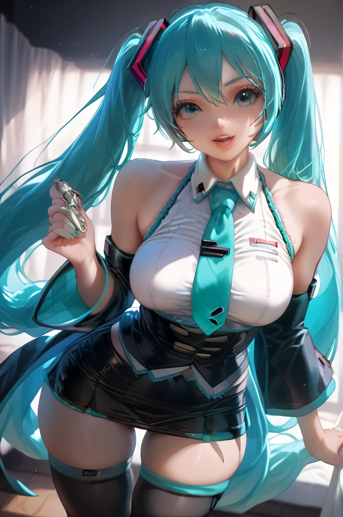 Anime art of beautiful Hatsune miku with beautifel legs by artgerm, rossdraws, magali villeneuve, Gil Elvgren, Earl Moran, Enoch Bolles
