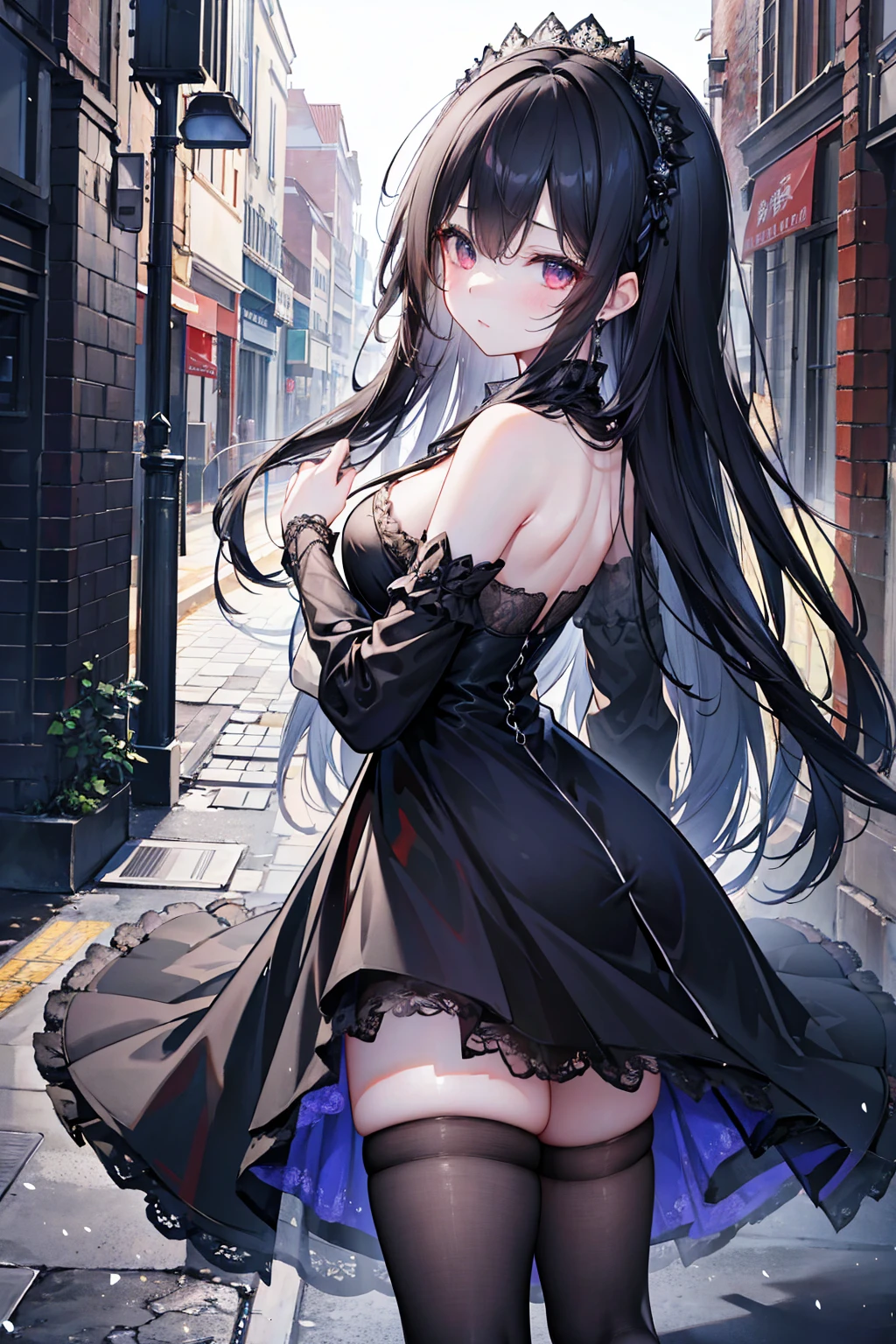 masterpiece, best quality, 1girl, solo, wa2000 (girls frontline), <lora:CostumeJanusHalloweenV1:1>black nightgown, miniskirt, outdoors, smile, <lora:Wa2000(gf):1>