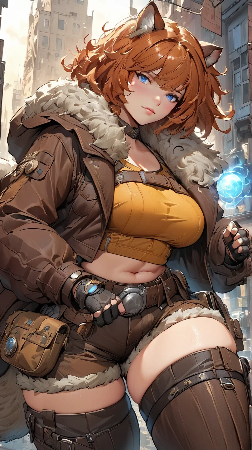 qingS, 1girl, solo, (bodysuit:1.2), asymmetrical legwear, single mechanical arm, long_sleeves, cowl, gloves, headdress, shoulder_armor, boots,  brown hair, long hair, yellow eyes,looking at viewer, (naughty_face:1.2),  sitting_on ground, (cowboy_shot1.2),  park, tree, flowers, blue_sky, day, dappled sunlight,   (masterpiece,best quality,beautiful and aesthetic:1.2), anime coloring, <lora:qingS02-000003:0.65>