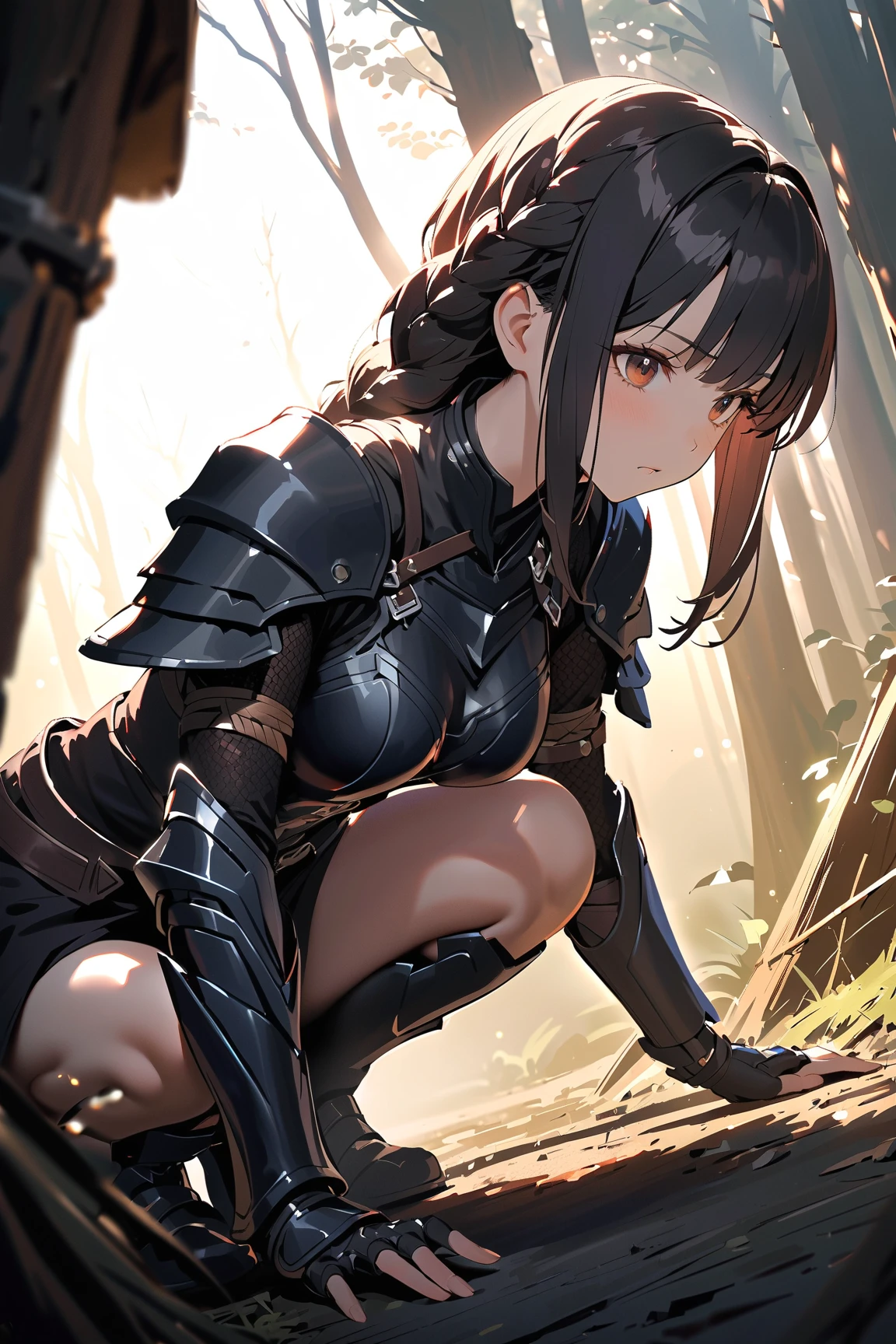 empty eyes, drooling,1girl,absurdres, best quality, ultra detailed,(ash brown hair,shorthair,shiny skin,in The midnight forest,cave,l atmosphere,intense angle,green eyes,:1.2),(broken Armor,Warrior girl,injury,Hopelessness nightmare,Beheading,Internal organs:1.3),Break,(????,Necrophilia,fear,tear:1.2),open mouth,