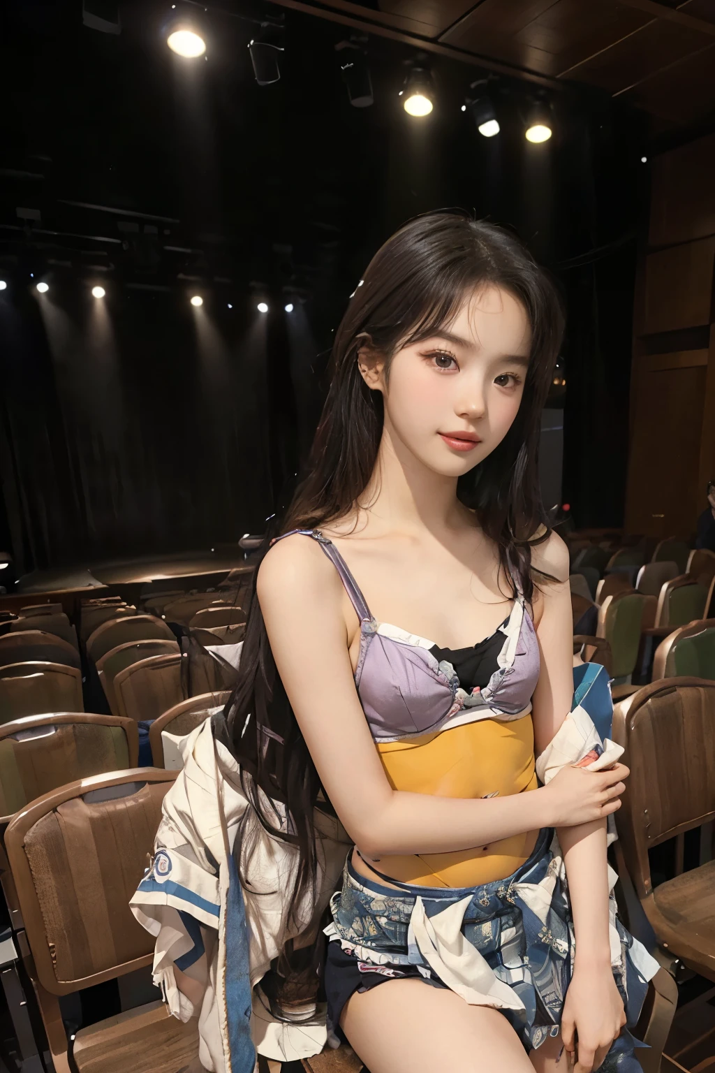 ((Best Quality, 8k, Masterpiece: 1.3)), Photorealistic, Sharp Focus, High Quality, High Resolution, 1girl, Young Korean girl, School uniform, Nude, ((Perfect slender body)), (Small breasts:1.8), K-pop idol, (POV, Looking at me:1.3), (Shopping mall, In public), Smiling, Erotic