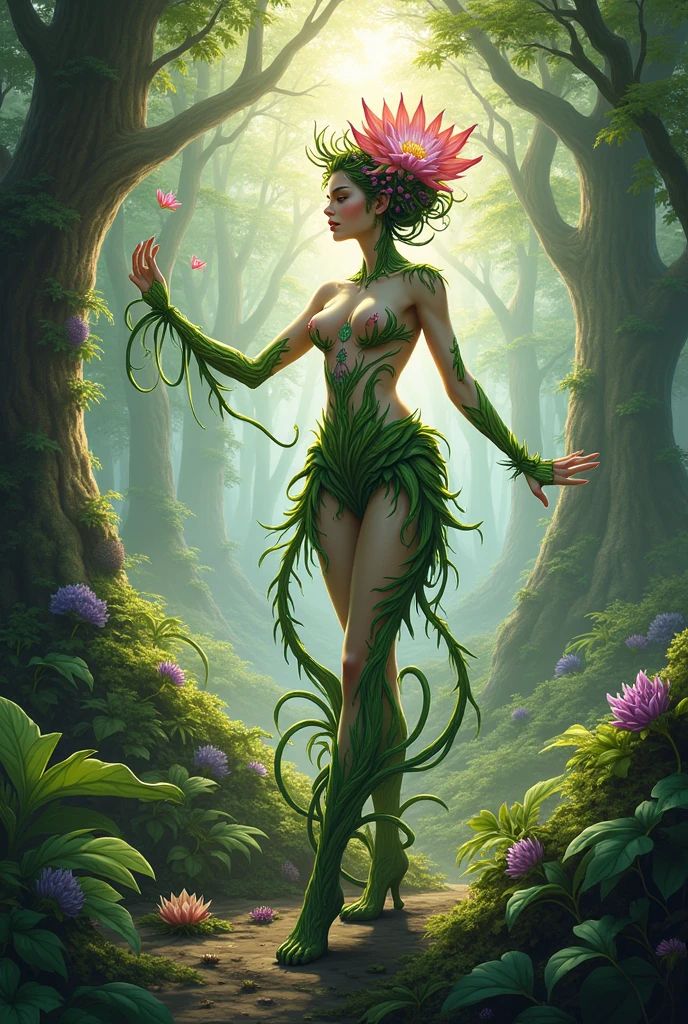 Plant Maiden,Vine Princess,Witch of Thorns,Beautiful line art photo,Use gold strokes and rainbow paint,Golden Maiden,the golden ratio,Melted wax,Visible brush strokes,surrounded by crystal spheres,3D Mosaic Wireframe,neuroimaging,neurons,The Tree of Life,colours,California,intense emotion,Oil on canvas,Thick strokes,insanely details,8k ultra high definition,tmasterpiece,art stations,ultra-realistic realism,plant witch,Vine Queen,Witch of Thorns