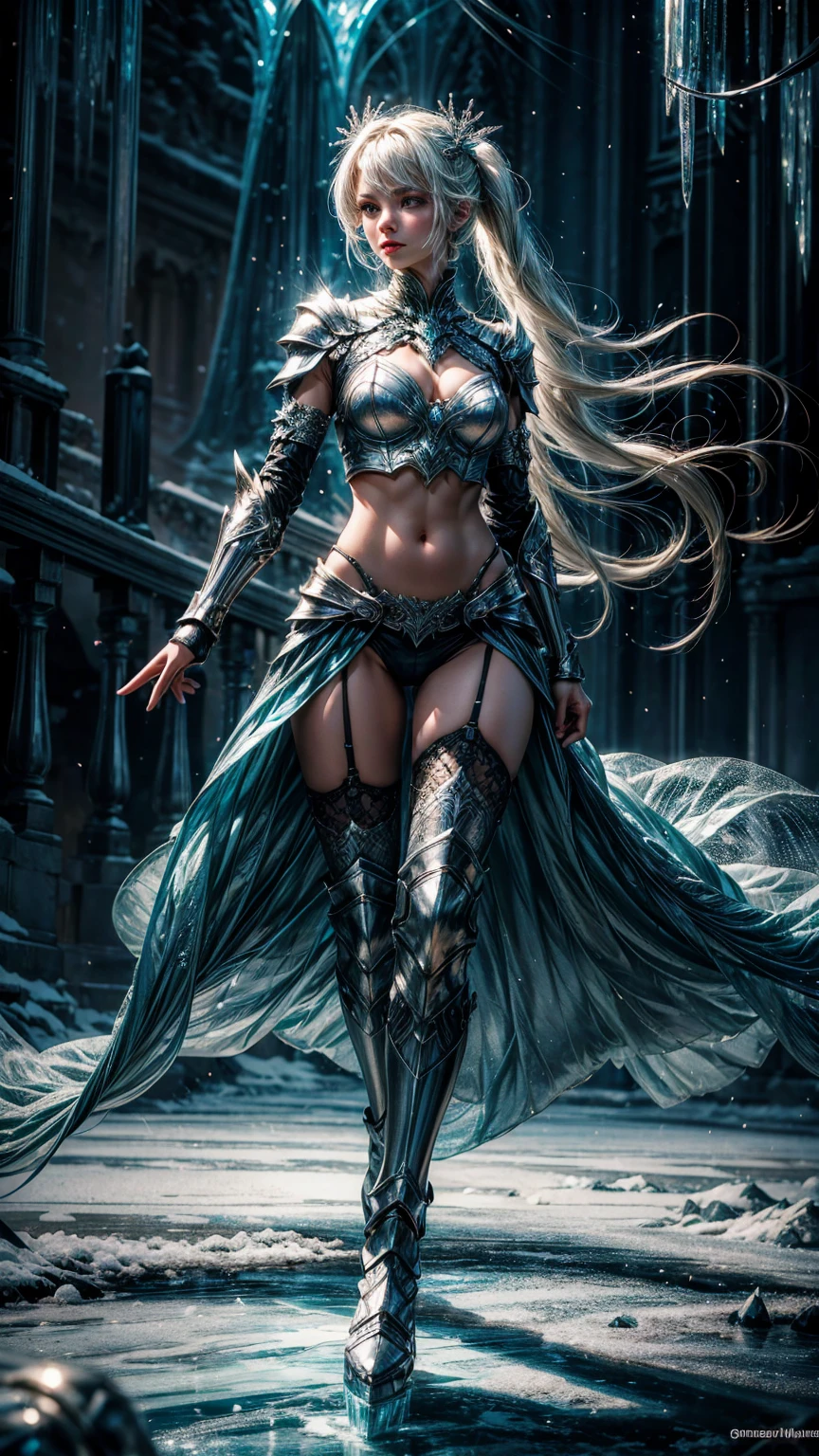 Girl holding a sword with both hands and cutting through the air, beauty with big breasts,silver hair, body-revealing clothes, big eyes, plump breasts, dynamic movement expression, precise expression, exquisite depiction, realistic depiction, detailed expression, precise depiction of movement, full appearance expression, 1 girl, fingers clenching the hilt of a sword, double-edged sword, beach in the moonlight, full body view, two-handed sword, sword dance, gorgeous sword dance, dynamic figure, beauty holding a sword