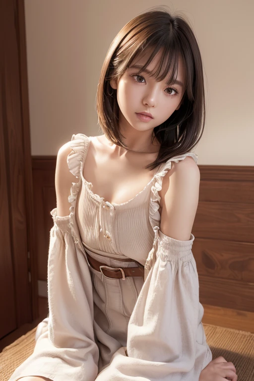 (top-quality、tmasterpiece:1.5)、(photoreali、intricately details:1.2)、超A high resolution、1girl in、25-year-old girl、Idol-like face、Facial light、blush of nose、Shoulders exposed、Black tank top、Miniskirt 15 cm above the knee、 Slim waist、delicate leg、long leges、 Slender body、 shiny skins、Authentic skin texture、 Open Cafe、sit on chair、Natural soft light、The best lighting、细致背景、detailed shadow、foco nítido、Depth of field f / 2、 Saturated、hight contrast、Strong light and shadow