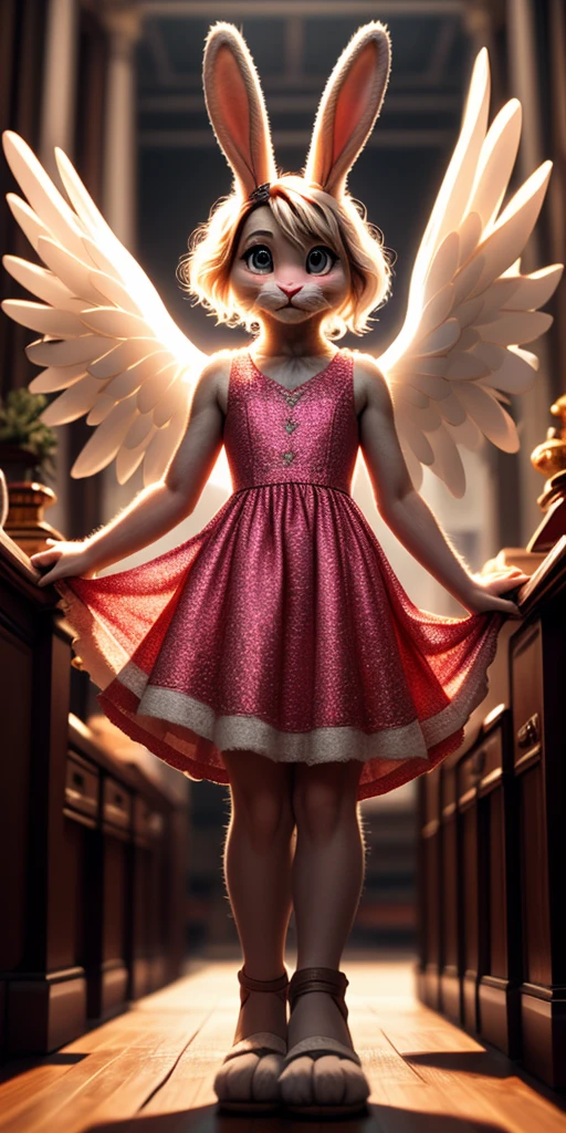 (Furry Art  : Bunny)
(cinematic light, depth of field, vivid colors like HDR+, sharp focus)
The Bunny dress angel eye blue,
Bunny helping family human