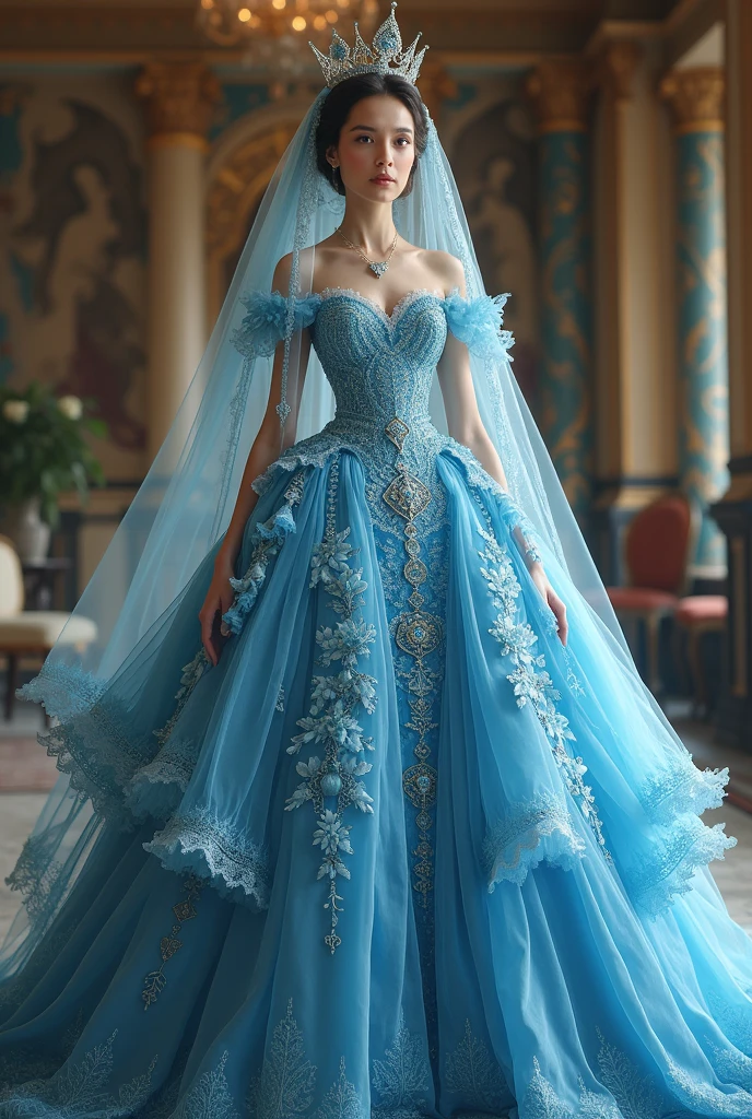 Queen big ball gown flaunting etheral unique design and colour blue ...