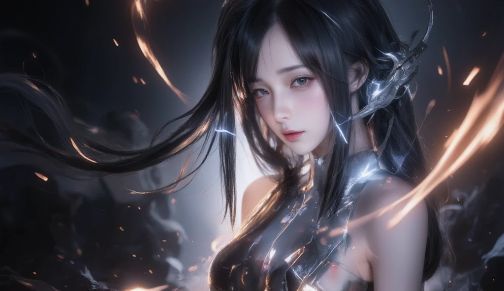 (Photorealistic:1.5),(Detailed beautiful face:1.2,detailed beautiful wide eyes),(8K pupil:1.2),(masterpiece,ultra high quality,ultra high resolution:1.2),(realistic skin:1.2,very detailed details:1.2),(unity 16K wallpaper),(RAW Photo,HD quality,HDR),The style of a surrealist painter, a masterpiece of ultra-realistic portraits,(an epic work of a photography expert),(nikon d750 f/1.4 55mm),(dynamic angle,professional lighting, physically-based rendering),
((League of Legends Heros:1.3)),((intricate details)),(((Ahri style:1.4))),(((Ahri clothing:1.4))),(((Nine-tailed fox:1.4))),((Many Fox tails:1.4)),((Brown Fox ears:1.3)),((Fox girl:1.4 )),(Sexy and attractive face),(perfectly proportioned body),(very giant breasts:1.2),(oversize breasts:1.2),((white hair,long wavy hair,soft hair)),
((Cyberpunk sci-fi city:1.5)),((intricate details)),((League of Legends Heroes:1.3)),((Neon lights:1.3)),(((There is a huge floating ball of fire in his hand:1.5))),(((Realistic fire magic:1.5))),
((Realisticphoto)),((masterpiece)),((best quality)),((highest resolution)),((cyberpunk style)),