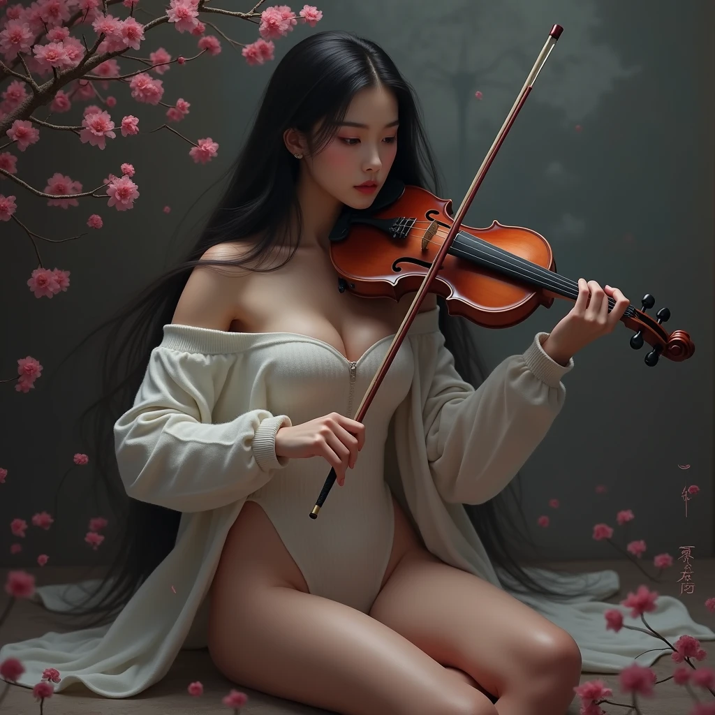3d model, 3d render, A sexy Nymph of the Forest, wearing micro clothes, with a seductive and curvaceous figure, possessing a Venus-like body shape, sensual pose, nipples covered by a very little clothe, (producing enchanting music with a flute:1.3), (floating music notes in the air:1.4), The image quality is 8k, ensuring the best possible resolution and sharpness.