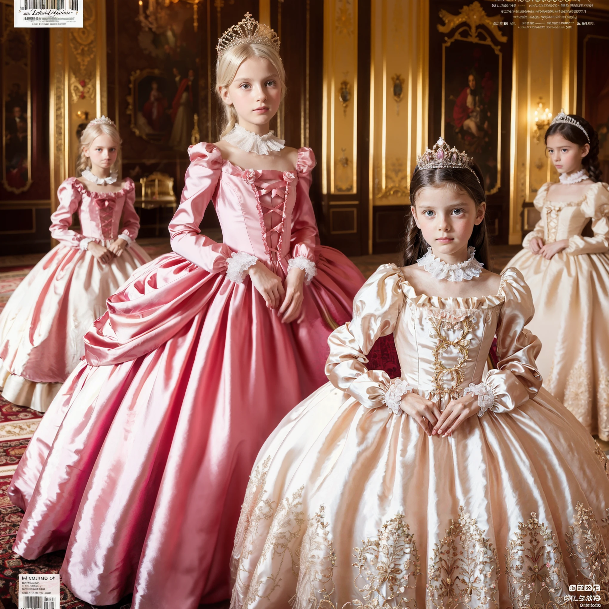 tween, young, 12-year-old, ((((((boy)))))) and girl))) wearing girls, ((((satin party ball gown dresses)))) standing in a bedroom, floor length, strapless neckline,