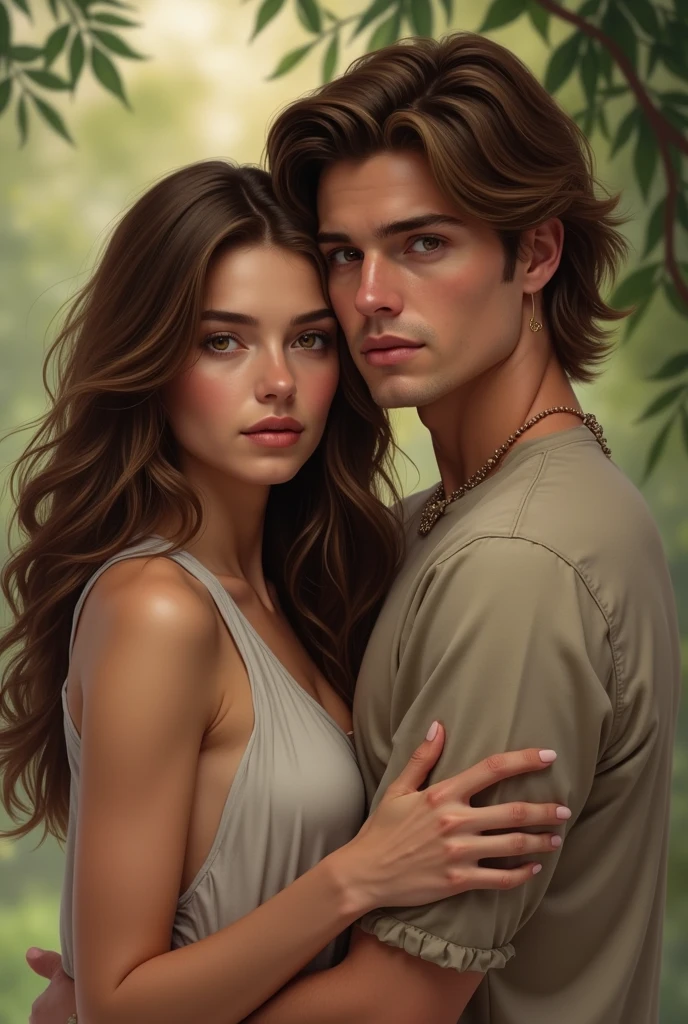 movie poster, butterfly, science fiction, movie, atmosphere, sky, male and female couple, blonde and long-haired woman, adult, (realism: 1.4), top quality, masterpiece, male, thin, (1 man, white loose shirt, black pants, viewer watch, brown hair, gray eyes, closed mouth, upper body), (idol face, Korean face, sharp eyeliner) (male), (face focus, potreit, Lightning in the movie, (light spring theme, short-haired man),((close-up of female face on background of man standing in foreground))