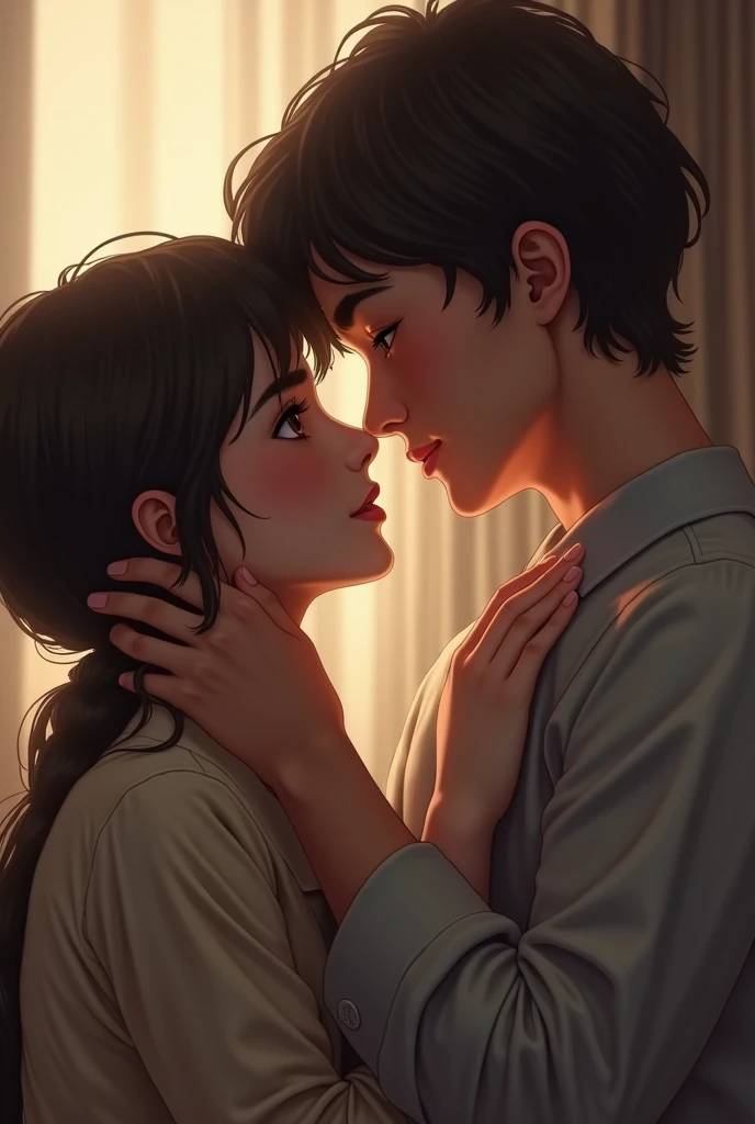 Cute girl kissing with boy 