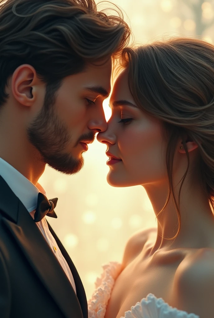 Image of actor Karl Urban with Jessica Alba. The two are looking at each other and the atmosphere is romantic between them.. PICTURE REALISTIC.