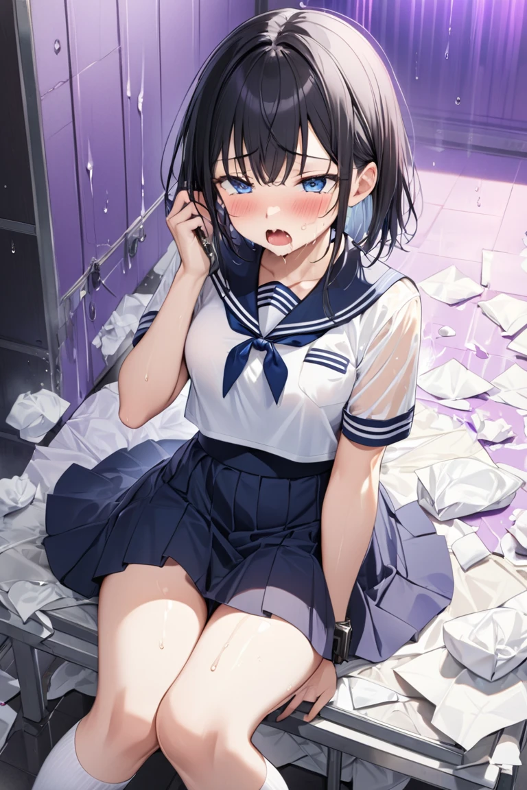 (masterpiece:1.6, highest quality), ((Ultra-high resolution、Very delicate、Optimal Configuration、beautiful light shines、unity 8k wallpaper, beautiful3Dアニメーション))、((beautiful, fine grain: 1.2)), Extremely detailed CG, (Perfect hands, Perfect Anatomy),
((hyoudou michiru, solo, fake animal ears, white thighhighs, maid headdress, detached sleeves, black skirt, white apron, sleeveless shirt, white shirt, black necktie, frilled apron)),
Extremely detailed eyes、Clear Eyes、beautiful肌、Fair skin、bright、Vibrant colors、cute, Detailed face, Detailed skin, Detailed clothing, Detailed fingers, Toned Legs,Small waist、Attractive thighs、Amazingly thin legs、Incredibly slim thighs、beautiful太もも、 Moisturized lips, Sweaty,
(The inside of the mouth is wet with white saliva、A little bit of white juice is overflowing from the mouth.),
Plump big breasts,beautiful胸、beautiful胸の形、Pointed Chest、(((Sweaty and attractive cleavage,Spread your legs 120 degrees to the sides and squat down over a puddle with a diameter of 20 cm)))、Ecstatic face、
garter、レッグgarter、Knee-high socks、Ultra mini skirt、Maid costume cosplay、The second and third buttons of the shirt are undone、Red collar、One shoulder exposed、
Shyness、A gesture of desire、Open your mouth、Very shy、(((I'm so embarrassed my cheeks are flushed:1.5)))、Embarrassed and bitter、
Shooting from below、The rain stopped、Outdoor、都会のbright街中、The whole body is visible、