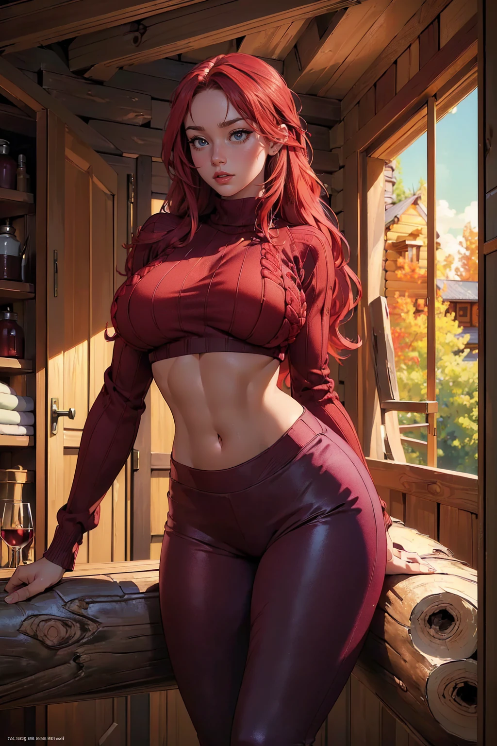 (Gisele Bundchen:Kajal Aggarwal:Jacqueline Fernandez:0.8),(One Th1ck Women:1.5) (Create an ultra-realistic high-detail 64k HDR image of a flower woman lying in a cottage field:1.4) (in front of her cozy cottage home:1.4). (She has striking red-blonde hair styled in a neat bun:1.4) and (captivating green-hazel eyes:1.3). She beams a warm, (inviting smile at the viewer, capturing a moment of serene joy:1.3). (Wears dark red only bdsm straps with matching g string:1.7) The lush field and rustic cottage backdrop add to the enchanting, peaceful atmosphere of the scene.(Auto Focus:1.4), (Professional Color Grading:1.5), (Background Blur:1.6), (64k hdr cottage Hue:1.5) (Lying Hue:1.6) (Night Hue:1.7) (View from distance:1.7) (showing Huge gap:1.9) (Huge Boobs:1.8), (Full front body in middle of frame:1.6)