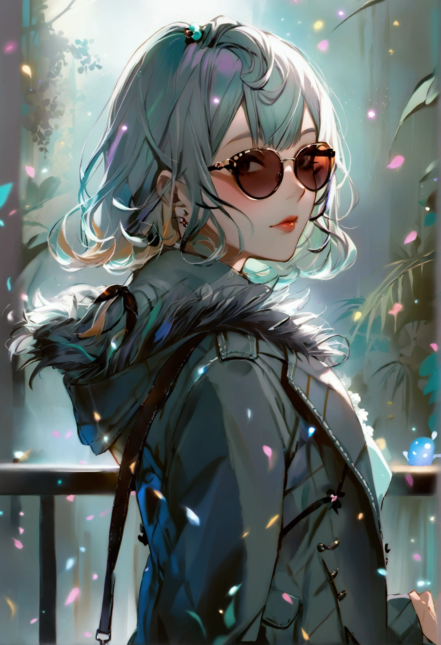 Nijisanji Millie Parfait, grown up version, grey coat, wearing sunglasses.