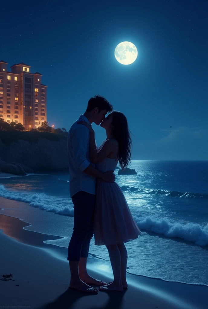 Um casal na lua, olhando as estrelas