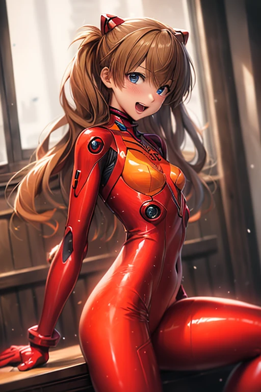 (( top quality )), ((masterpiece)), (be familiar with),  perfect face, indoor, bedroom,  Watching Viewers ,
One woman,  Soryu Asuka Langley,
 open mouth,  ecstatic expression beside the piano, blush, smile,
 small tits,  flat chest, Young girl, Lori,  s,  girl,
 long hair,  twin tails,
Leg spread,