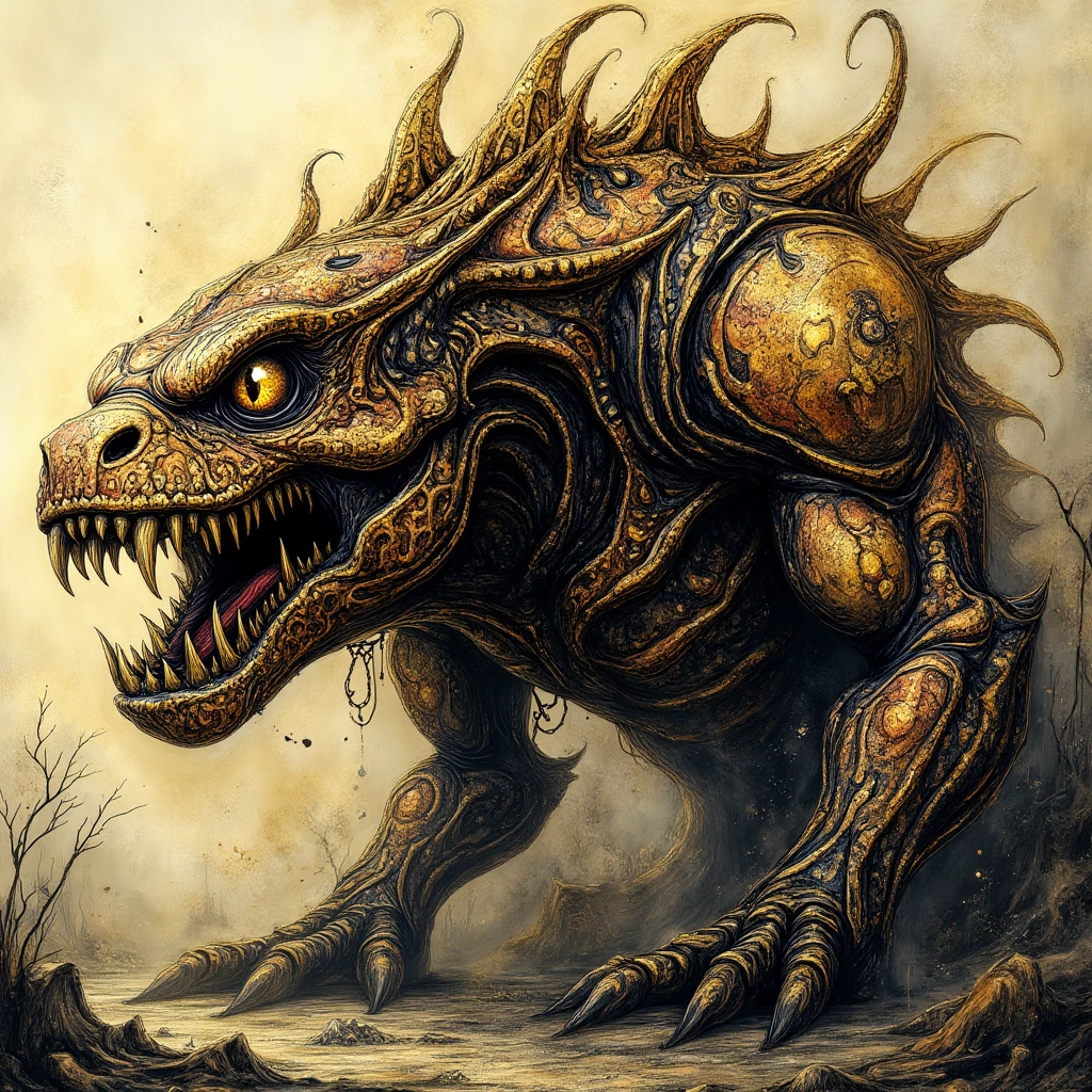 pst006, Rust Monster with red-brown rust-brown and tan color palette