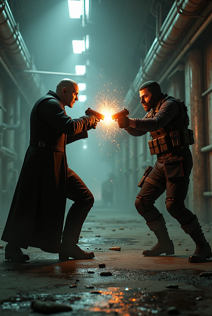 there are two men in a jail cell with smoke coming out of them, mage fighting a ghoul, still from stranger things movie, still from stranger things, by Ejler Bille, photorealistic dark concept art, resident evil virus concept art, by Eglon van der Neer, matte painting of human mind, concept art for movies, concept art for movie --auto --s2