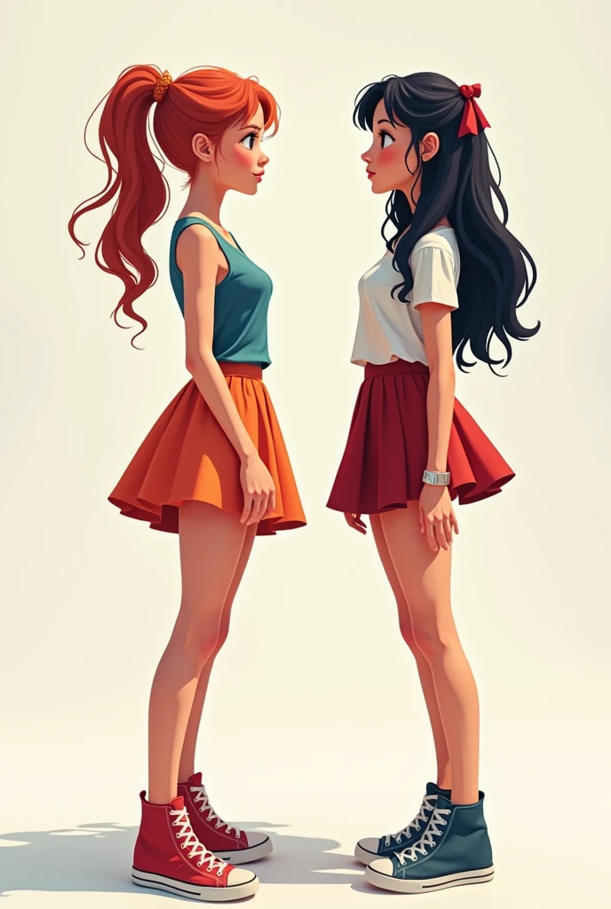 comics,Skinny girls in the eyes of others:穿着White short sleeve和Pleated Skirt,Slender figure,Well-proportioned leg shape,Elegant posture,Slim and graceful,White short sleeve,Pleated Skirt