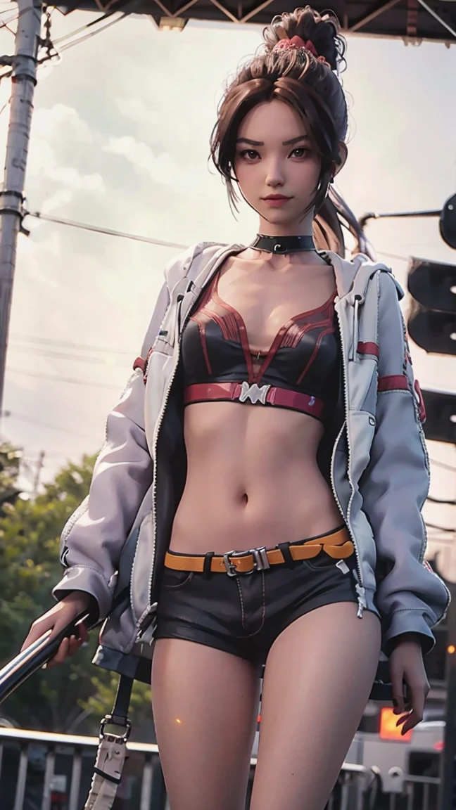 masterpiece, best quality, 1 Girl, 16 years old, Solitary, Long hair:1.2, Hair accessories, shorts,Jewelry, Alternative clothing, bracelet, ear rings, Charming smile,Cross your legs, Lying in bed, indoors, From below,camisole