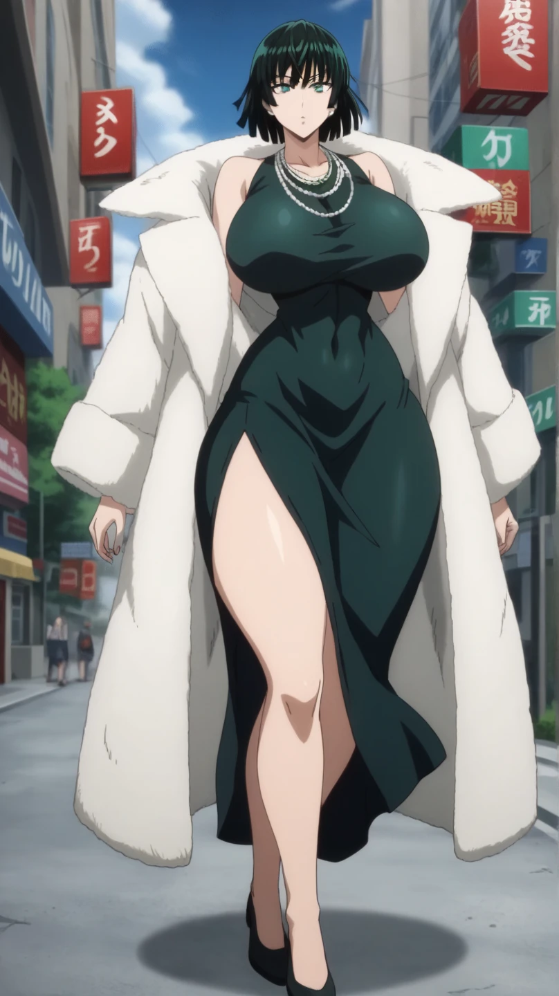 Fubuki,one punch man,city,perfect body,large breast,detailed face,green eyes,Prompt: (huge gigantic super mega hyper:1.3),(biggest round giant massive :1.3),perfect lighting,big ass,black dress,dress,fur coat,high collar,jewelry,necklace,off shoulder,taut clothes,taut dress,,collapse face,stomach distension,large penis,venous penis,source_anime,masterpiece,best quality,highres,absurdres,official art,official style,source_anime,anime screencap,anime coloring,megami magazine,anime,animated,explicit, shiny skin,