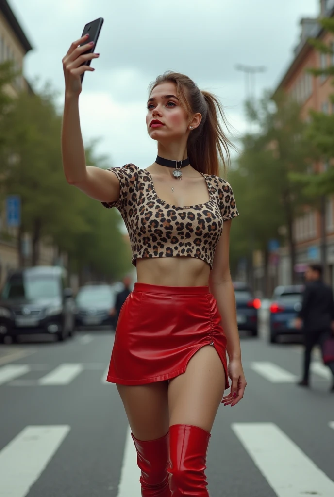 (Muscular:2), (thick thighs:2),
ginger female, red hair, (big smile:1.4),
(eyeshadow, lipstick, red lips, hoop earrings:1.5)
(neck bandana:1.5), frenchgirlstyle, (striped shirt, hat:1.4), (pencil skirt, skirt slit:1.5), (pantyhose:1.5), (stiletto heels:1.5),
looking at viewer, three quarter view,
(dark bedroom), rim lighting, detailed skin, detailed eyes, two tone lighting, bokeh