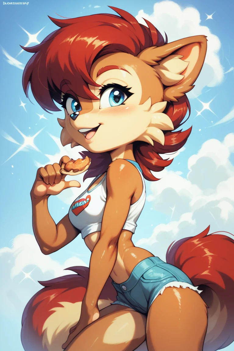 uploaded on e621, beautiful and detailed portrait of a (((feminine))) female anthro fox, uploaded to e621, ((by Kilinah, (by Coffeesoda:1.1), by Hioshiru, by Kilinah)), cenematic lighting, (((confident, seductive))), bl, fox, thighighs, medium breast, full body, sunset, beautiful, messy hair, short hair, suggestive posing, standing, pink hair, 1girl, solo, blue sportwear, blue headband, yellow eyes, lustful face, solo, 1girl, slim body