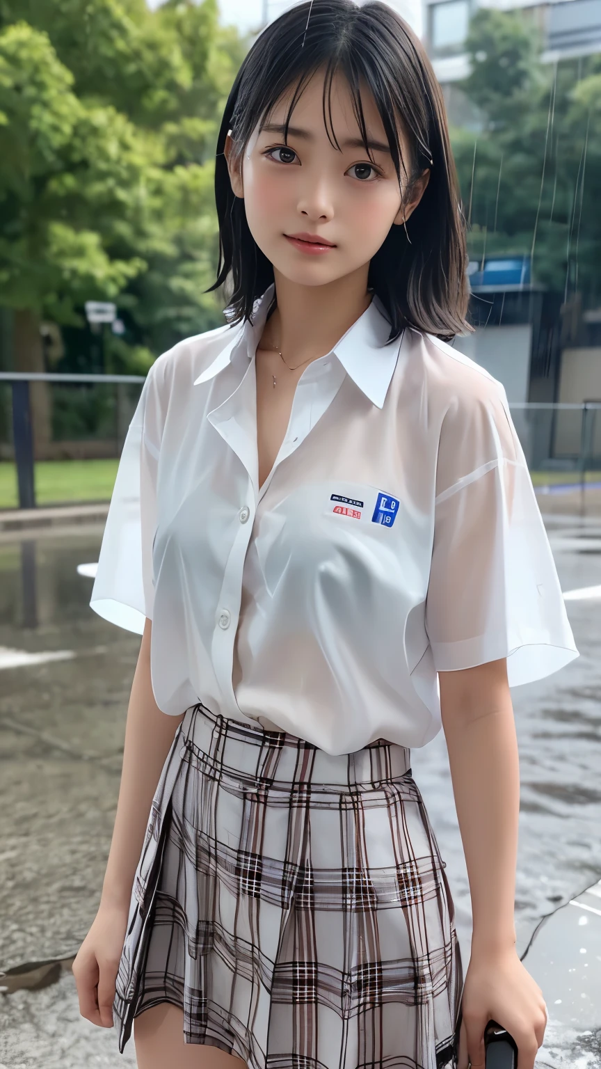 (Best Quality, 8K, 32K, masutepiece, nffsw:1.2),Hyper Detail Hair,Photo of Pretty Japanese girls,1girl in,18year old,japanaese girl,(年轻:1.5),School uniform,White shirt,(Shirt that opens the second button:1.2) ,Upper body,crass room,desk work,,((A smile:1.2))