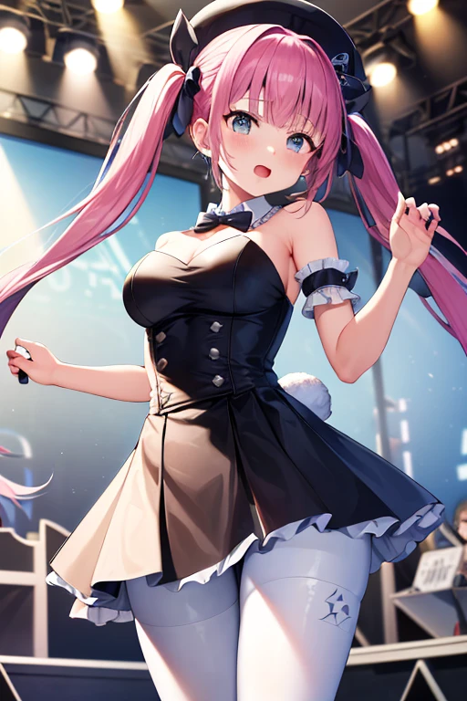 mastute piece,Best Quality,insanely detailed,8k cg,nsfw,
shoot upper body,
2girls,symmetry,line up in a row,looking at viewer,body in front,standing,(show pussy:1.4),skirt lift byself with both hands,(panties down to knees:1.4),(pink idol costume:1.4,breast out,bare crotch),
BREAK,
blush,shy,ecstasy face,gasping,(trembling:1.2),pink hair,break,open mouth,stage,