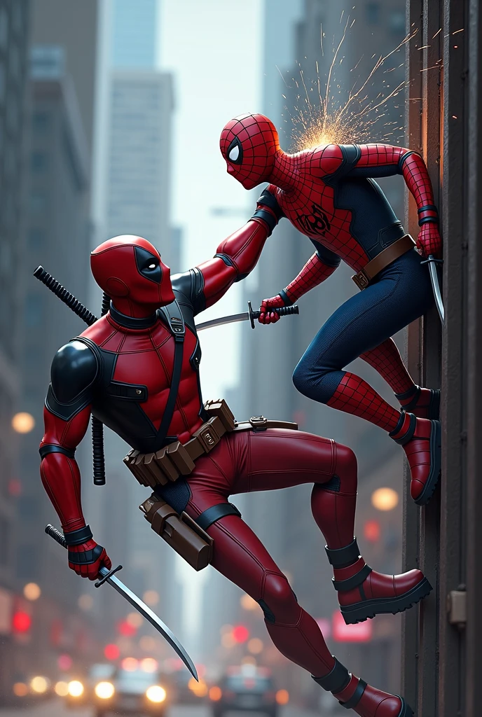 deadpool fighting with spiderman