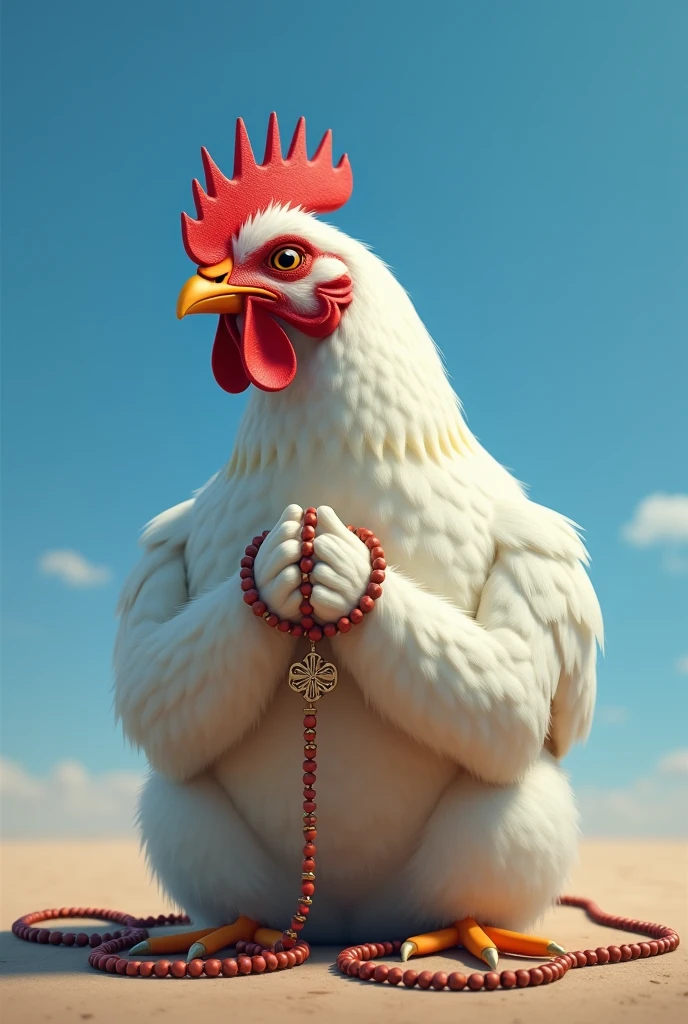 Close up of a man sitting on the floor, he has a chicken head, king of roosters, anthropomorphic chicken, kenku, rooster, tengu mask, rooster!!, surreal concept art, surreal concept art, chicken feather armor, bird warrior, realistic concept art, amazing 8K character concept art, 4k concept art and surreal, gorgeous background