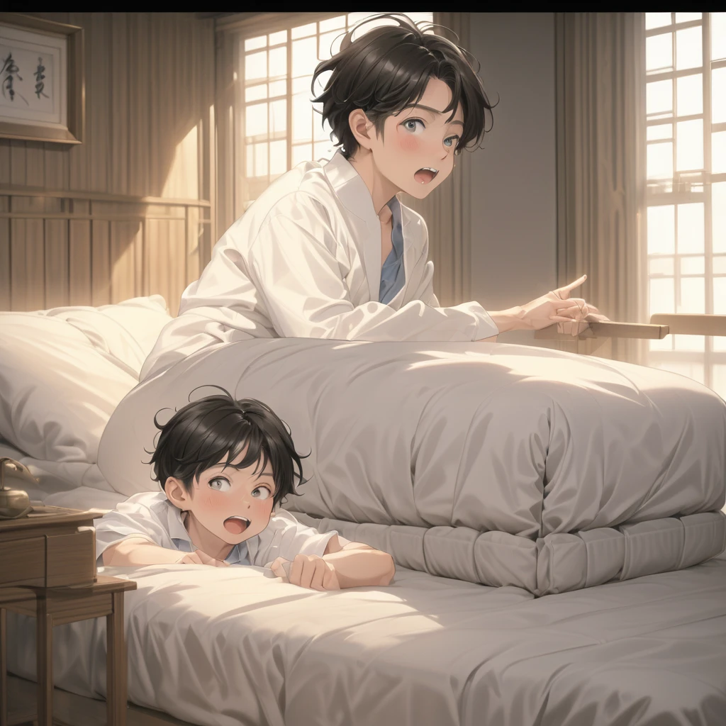   High Quality  、最 High Quality 、The boy who was surprised to get into the futon