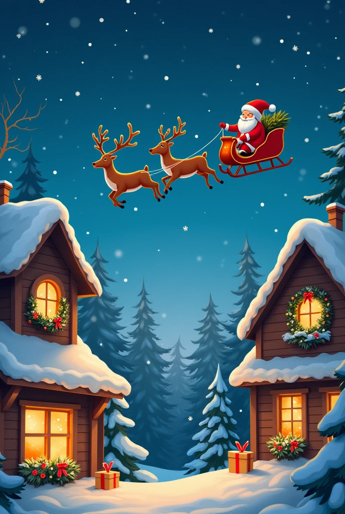 windows decorated for the New Year drawn Santa Claus sleigh reindeer something like that decorated windows