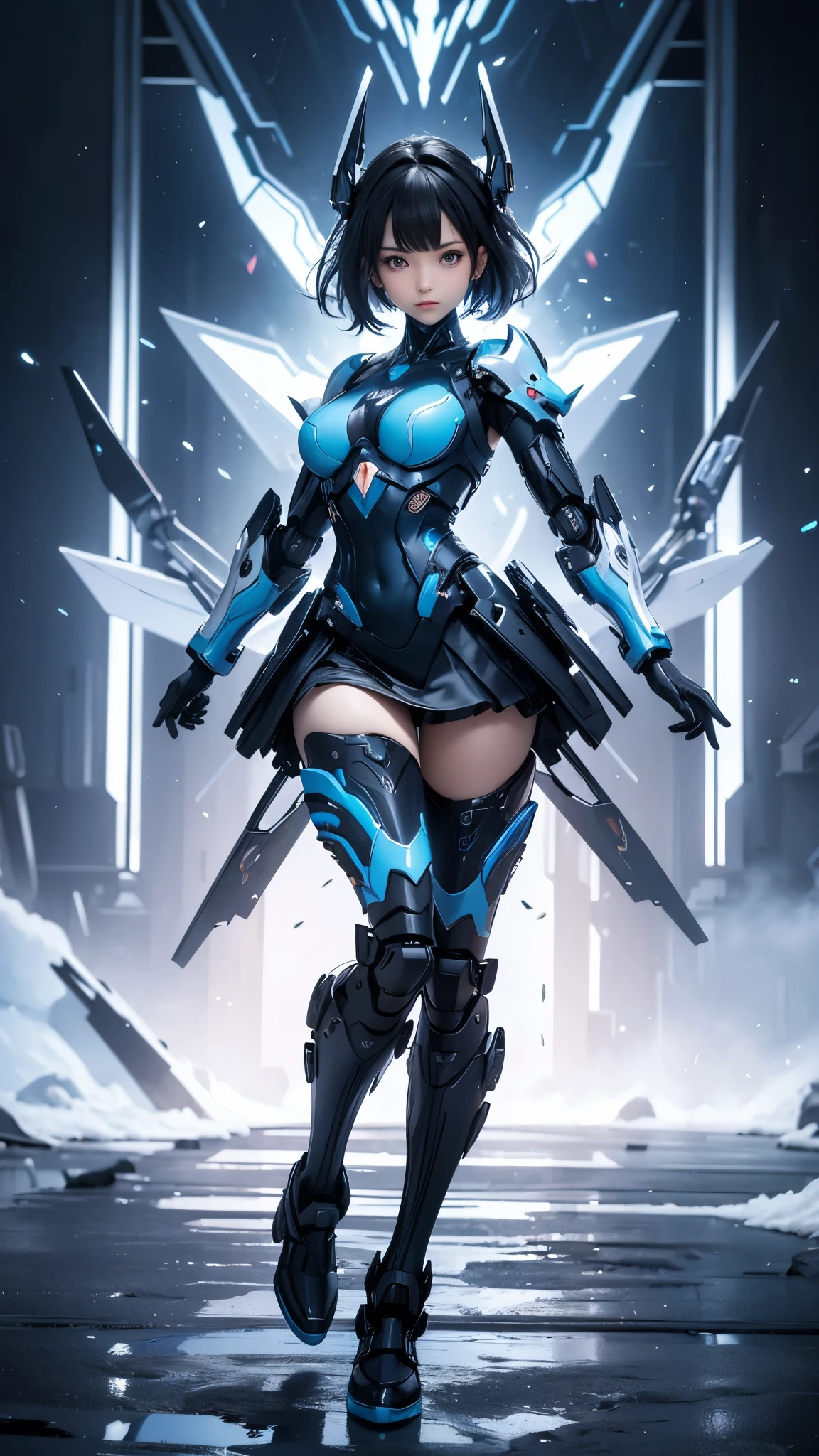 A stunning photorealistic full body photograph of a beautiful cyberpunk girl, albino, white shapeless cyberpunk hair, white eyebrows, , intricate cyberpunk armor, black leather jacket, hyperdetailed painting, luminism, Bar lighting, complex, 4k resolution concept art portrait by Greg Rutkowski, Artgerm, WLOP, Alphonse Mucha, little fusion, realistic fantasy, fractal isometrics details bioluminescence, beautiful awesome, 3d render, octane render, intricately detailed, cinematic, trending on artstation | Isometric | Centered hypereallistic cover photo awesome full color, hand drawn, dark, gritty, realistic mucha, klimt, 12k