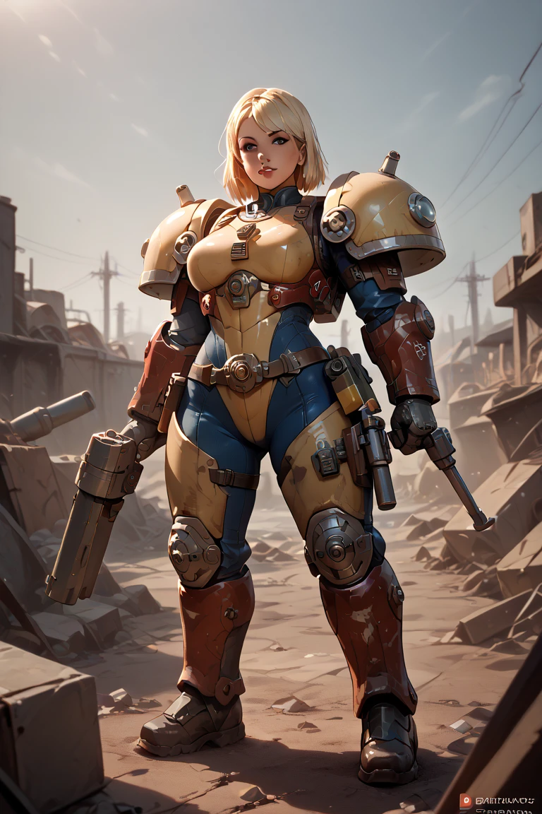  high quality,  8k Ultra HD,  girl ,  blonde , With key, Fallout 4,  Power armor, mechanics, dismantled weapons