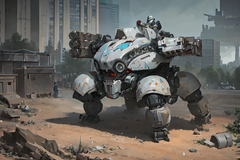 Oil paints, Gray body:1.3,  super detailed ,   high detail ,  High Quality , 最 High Quality ,  high definition , 1080P, city camouflage scheme painted militaryrobot,  super fine concept art , spider robot ,Alone,no human,Background,military, blue armor, giant, multi-legged vehicle , giant foot, bigfoot ,heavy legs ,tank, short and slender legs ,fat Four feet,short Four feet,Four feet,  increase legs , world domination , mechanized giant fishtail skirt:1.5