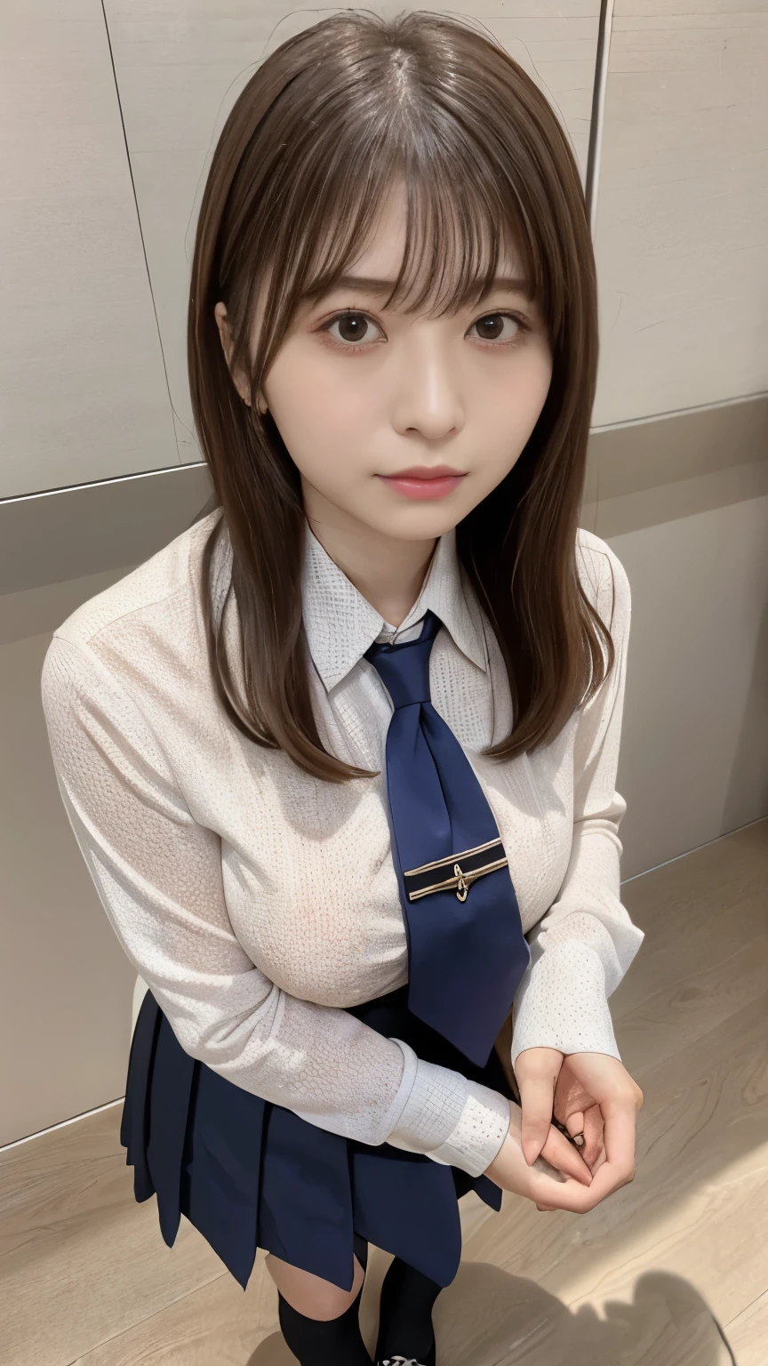 (highest quality,8K quality,masterpiece:1.3),(Ultra-high resolution,Photorealistic:1.4,Raw photo),(Very detailed,Caustics,Detailed Background),(Ultra-Realistic Capture,Beautiful, smooth skin,Perfect Anatomy),At dusk,Sunset sky,School building,Schoolyard,18-year-old,cute,single eyelid,Black short bob,School Blazer Uniform,Look at the camera,Laughter,Bust up shot,Natural soft light