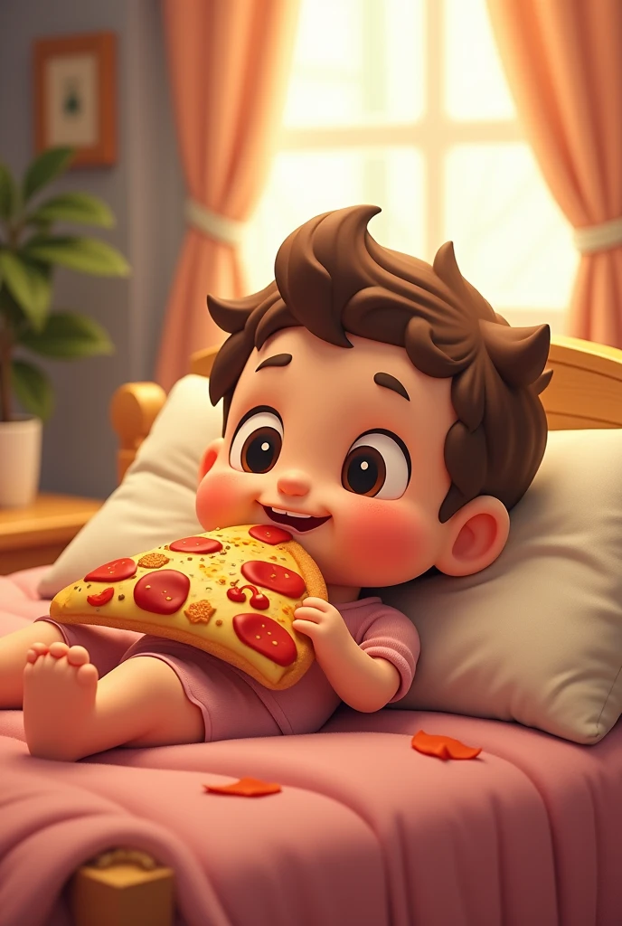 A boy sleeping while hugging his hamburger-shaped stuffed animal