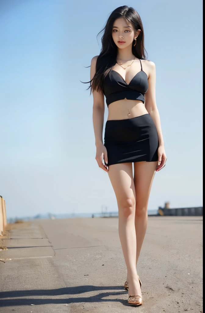 best quality, masterpiece, (((high resolution))), 8K, (Practical: 1.4), Ultra high resolution, 1 girl, Super detailed, 超Reality主义, Highly detailed CG illustrations, Official Art, light, Reality, young beautiful girl, Perfect body, Perfect body, full view, Perfect body, (start from below: 1.3), mask, posture, Sexy long legs, confident, Beautiful and sexy, Long skirt,S-Shaped Body, Upturned buttocks, Assumptions, 摆posture, Different perspectives,Bright colors,on the beach,((((Clear details)))),uhd, accurate, masterpiece, textured skin, super detail, high details, high quality, best quality, highres